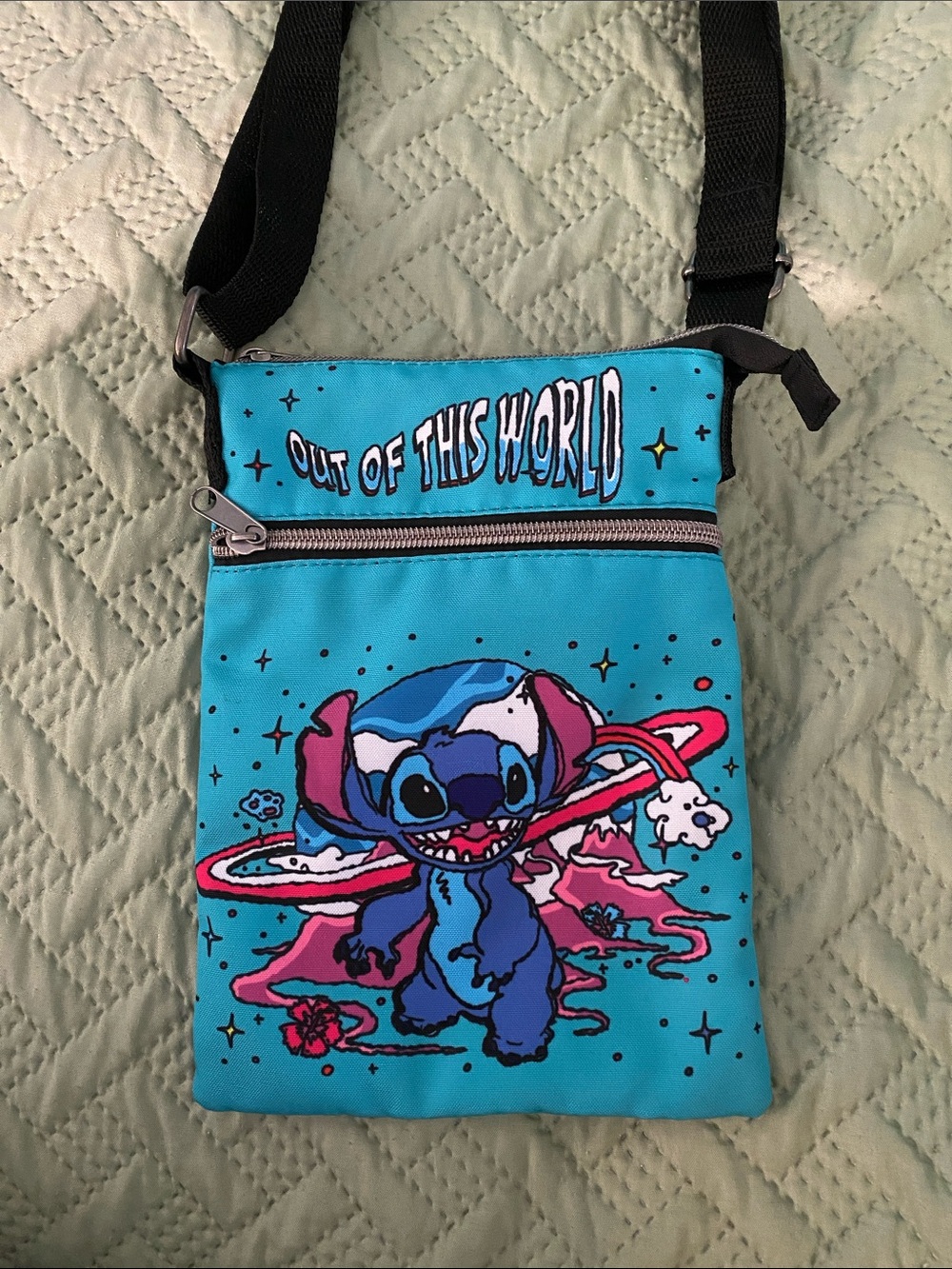 Turquoise 'Out of This World' Stitch Crossbody Bag